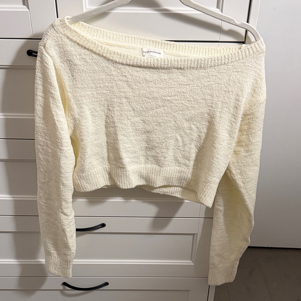 Lovers + Friends Cream Off-Shoulder Sweater